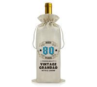 80th Birthday Gifts for Grandad Drawstring Wine Gift Bag Congratulation 80th Birthday Party Decorations Grandad Gifts from Granddaughter Grandson Wine Lover Gift for 80 Year Old Grandpa Grandfather