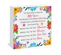 80th Birthday Gifts for Him Her Wood Box Sign Birthday Decor Happy 80 Year Old Gifts for Mom Dad Aunt Uncle Wife Husband Grandma Grandad Sister 80 Year Old Party Wooden Plaque Box Sign Desk Decor