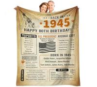 80th Birthday Gifts for Men Women, Happy 80th Birthday Decorations for Women Men, Best Gifts for 80 Year Old Woman, 80th Birthday Gift Ideas Gifts for Mom Dad Grandma Grandpa Throw Blanket 60x50 Inch