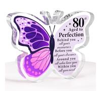 80th Birthday Gifts for Women, 1945 80th Birthday Gifts for Her-Acrylic Butterfly Plaque Happy Birthday Gifts, Wonderful 80th Birthday Present for Mum Wife Sister Best Friend