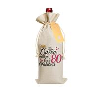 80th Birthday Gifts for Women, Drawstring Wine Gift Bag with Label and Rope, Funny 80th Birthday Wine Bag Gifts for Party Decorative, Best Friend, Wife, Sister, Mom Personalised Birthdays Gift