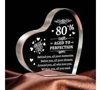 80th Birthday Gifts for Women Men, Engraved Acrylic Keepsake Gift for 80 Year Old Women Men, Happy 80th Birthday Decorations for Her Him Mum Dad Friends