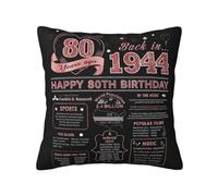 80th Birthday Gifts for Women Men, Happy 80th Birthday Decorations for Women Men, Best Gifts for 80 Year Old Woman Man, 80th Birthday Gifts Ideas, 1944 Birthday Gifts Throw Pillow Covers 18 x 18 inch