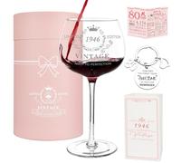 80th Birthday Gifts for Women, Vintage 1946 Platinum Print Wine Glass