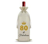 80th Birthday Gifts Funny Wine Themed Burlap Wine Bags 80 Years Old Birthday Gifts Wine Accessories Gifts for Wine Lovers Mum Dad Birthday Party Decoration Wine Bag Turning 80 Wine Bottle Bag Gifts