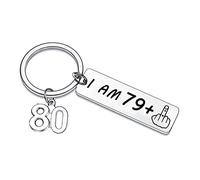 80th Birthday Keyring Happy Birthday Gifts for Women Men Idea as a Joke Celebration Funny Keyring Gifts for Best Friend Mum Dad Nanny Grandad (80th keyring)
