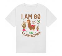 80th Birthday Llama T-Shirt for Men I Am 80 and Llamazing Funny Alpaca Graphic Tshirt Cool Animal Theme Party Outfit Novelty Gift T Shirt