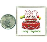 80th Birthday Lucky Sixpence Gift, Great good luck present idea for man or woman