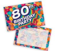 80th Birthday Party Invitations Men Women - Rainbow Balloons 20 Pack - Adults Birthday Invitations for Friends Family A6 Bday Party Invites Invitation Cards with Folding Envelopes