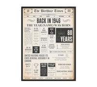 80th Birthday Print for Him Her Back in 1946 The Year You Were Born Newspaper Unframed UK Facts Keepsake Poster Son Daughter Grandson Granddaughter