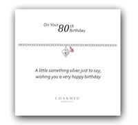 80th Birthday Puffy Heart & Birthstone Bracelet 925 Sterling Silver, 80th Birthday Gift, Gift for 80 Birthday, 80 Birthday Jewellery