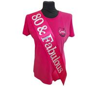 80th Birthday Sash - 80 & Fabulous Birthday Sash - Beautiful Quality Fuchsia Pink Ribbon and Holographic Silver Font - 80th Birthday Sash