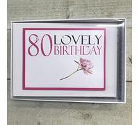 80TH Birthday. Special Occasion. Tiny Photo Album. NEON Flower Design. Hand Finished by WHITE COTTON CARDS (NA80FT)