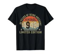 80th Birthday Vintage 1946 80 Year Old Value Graphic T-Shirt, Men, Black, S