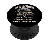 80th Birthday Vintage Banger Car | 80 Years Old Men Retro PopSockets Adhesive PopGrip