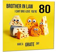 80th Brother in Law Birthday Card - Cheese Pun Funny Brother In Laws Birthday Card for 80 Year old Eighty Eightieth