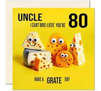 80th Uncle funny Birthday Card for Uncle - Cheese Pun Funny Uncles Birthday Card for 80 Year old Eighty Eightieth