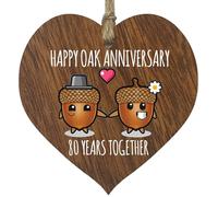 80th Wedding Anniversary Wooden Heart Plaque for Wife or Husband