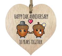 80th Wedding Anniversary Wooden Heart Plaque for Wife or Husband