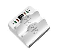 80W 6 Ports USB Charger Station With Dual Wireless Stand Quick Charge 3.0 PD Fast Fast Charging Capability