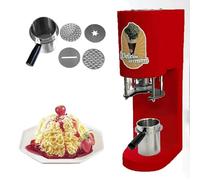 80w Commercial Gelato Maker,Multi-shape Spaghetti Ice Cream Press Machine with 4 Interchangeable Molds,420ml Hopper,for Gelato & Ice Cream Shops(Red)