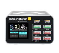 80W Desktop Fast Charging Station, 8-Port Digital Display, Multi Port USB Charging Hub Type C, 15W Wireless Charging for IPhones 14/15/16Pro Ipad MacBook Huawei Xiaomi Laptops