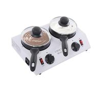 80W Dual Electric Chocolate Heater, Chocolate Melting Pot Fondue Set, 30-85℃, with Fuse Protected, for Butter, Cheese, Candle Wax