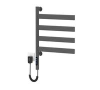 80W Heated Towel Warmer Rack Wall Mounted 180° Rotatable LED Display 4 Tiers IPX4 Waterproof Adjuble 30 70℃ 1 9h Timer Perfect for Bathroom Use