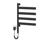 80W Heated Towel Warmer with LED Display 180° Rotatable Wall Mounted Towel Rail 30 70℃ Temp Control 1 9h Timer IPX4 Waterproof 4 Tier Design for Bathroom t