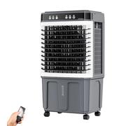 80W Portable Evaporative Air Cooler, Water Cooling with Large Water Tank, Remote Control, 12H Timer & 3 Speeds for Indoor Room & Bedroom