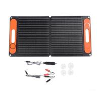 80W Portable Folding Solar Panel with Dual USB Outputs and 12VDC Battery Clip for Smartphones, Tablets and Car Charging(Black)