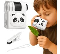 80X Handheld Portable Mini Microscope with LED Light, Cute Panda Design Pocket Microscope for Kids, STEM Science Learning & Exploration Toy for Children's Nature Observation