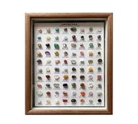 80X Mineral Specimens Rock Identification Kit - Home Decoration Wooden Frame Stone Ornaments for - Crystal Lover Collectibles Display Box Educational Geology - Earth Science Classroom Student Teacher