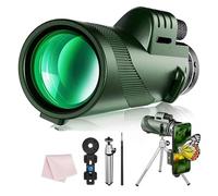 80X100 Hd Monocular Telescope 8000M Long Range Zoom Bak4 Prism Telescope With/without Tripod Phone Clip Hunting Outdoor Camping(Green With Tripod)