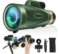 80X100 HD Monocular Telescope, High Powered BAK-4 Prism Compact Monoculars for Adults, Larger Vision Monocular for Bird Watching Hunting Hiking Camping Travelling, Green