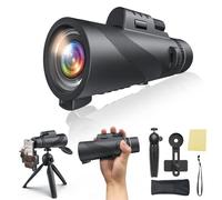 80x100 HD Monocular Telescope, Monoculars for Adults High Powered with Smartphone Adapter & Tripod, Hiking Gear with Night Vision for Hunting Camping Star Watching Bird Wildlife (Black)
