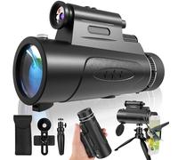 80x100 HD Monoculars with Lights Portable Monocular for Adults Outdoor Stargazing Bird Hiking Hunting HD Monoculars with Lights Observe Wildlife Black