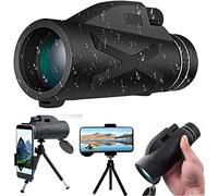 80x100 High Monocular Telescope Shockproof with Smartphone Holder Tripod Waterproof for Bird Watching Camping Hiking Concert Ball Game Monocular Children