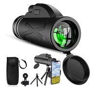 80x100 Monocular Telescope High Power Prism Monocular HD Dual Focus Scope Portable Waterproof Fogproof with Smartphone Holder & Tripod for Bird Watching Hunting Camping Travelling Wildlife Secenery