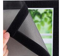 80x100cm Black Mosquito Net Window Screen Pre Sewn Edges No Cut Design Self Adhesive Nano Fiber Mesh Curtain with Magic Tape