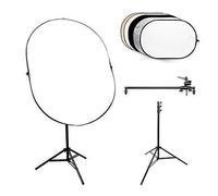 80x120cm Portable 5 in 1 Reflector Stand Kit Photography Collapsible Sun Panel Support System Foldable Bounce Board Set Video Reflective Scrim Soft Diffusion Material (With Stand)