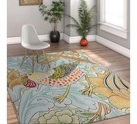 80x150 Washable Area Rug Low-Pile Non-slip Vintage Rugs for Living Room Bedroom Dining Room William Morris Bird Botanical Area Rugs for Nursery Reading Nook Indoor Floor Rug Sage Green Yellow