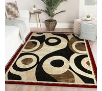 80x150 Washable Rug for Living Room Low-Profile Circle Geometric Area Rug Ultra Thin Abstract Rugs Bedroom Apartment Decor Modern Mid-Century Non-slip Stain Resistant Non Shedding Floor Carpet