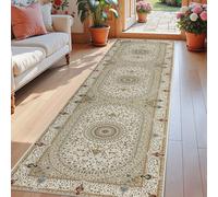 (80x150cm (2.6ft x 5ft), Willow Beige) Traditional Rug Cashmere Area Rug Luxury Soft Carpet Non Slip Floor Mat for Lounge Hallway Bedroom