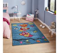 (80x150cm) Brooklyn Kids 793 Rugs in Blue Hand Carved Durable Children Mats