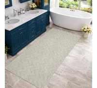 (80x150cm - Runner/Kitchen Rug, Zig Zag Cream) High Low Pile Geometric Rug - Modern Non Slip Area Rugs