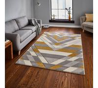 (80x150cm) Stylish Fashionable Geometric Design Hand Carved Soft Pembroke Rugs G2075 in Beige and Yellow