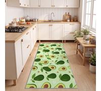 80x180 cm Non-Slip Hallway Runner Rugs Green, Fruits Avocado Kitchen Carpet | Washable Long Hall Rug, Cartoon Fresh Floral Bee Floor Mat for Entryway Bedroom Laundry Living Room Office