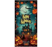 80x36in Halloween Door Cover Scary Spooky Polyester Decor with Fastening Tape for Party Haunted House Style 1