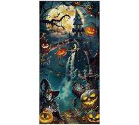 80x36in Halloween Door Cover Scary Spooky Polyester Decor with Fastening Tape for Party Haunted House Style 2
